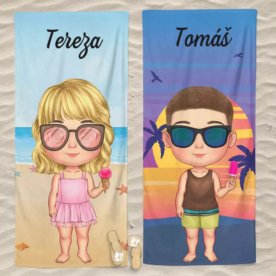 Individuální plážové ručníky pro děti - na pláži