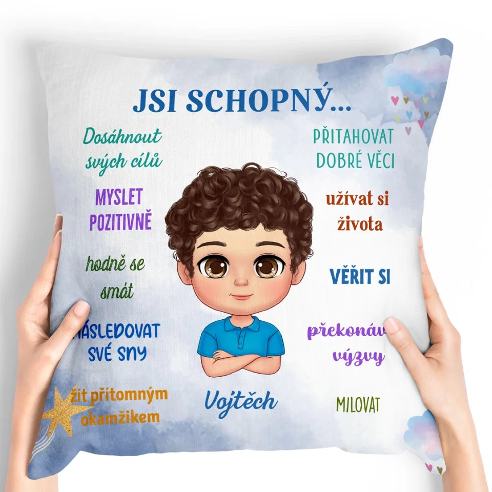 Jedinečný polštářek pro děti - pozitivní myšlenky2