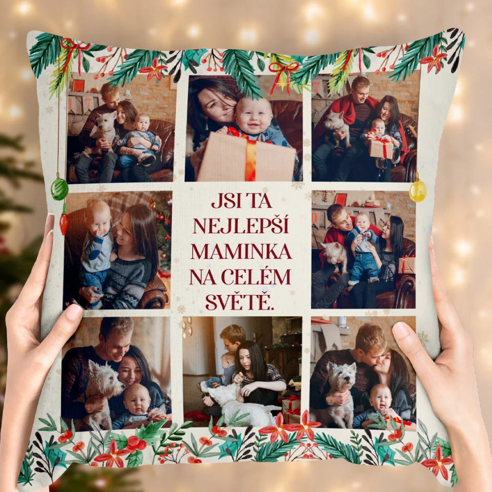 Jedinečný vánoční polštář pro rodinu - s 8 fotografiemi