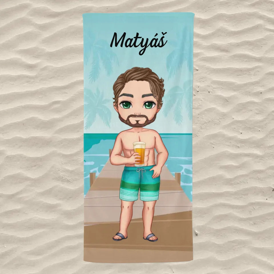 Plážové ručníky na zakázku s chibi chlapcem - na pláž