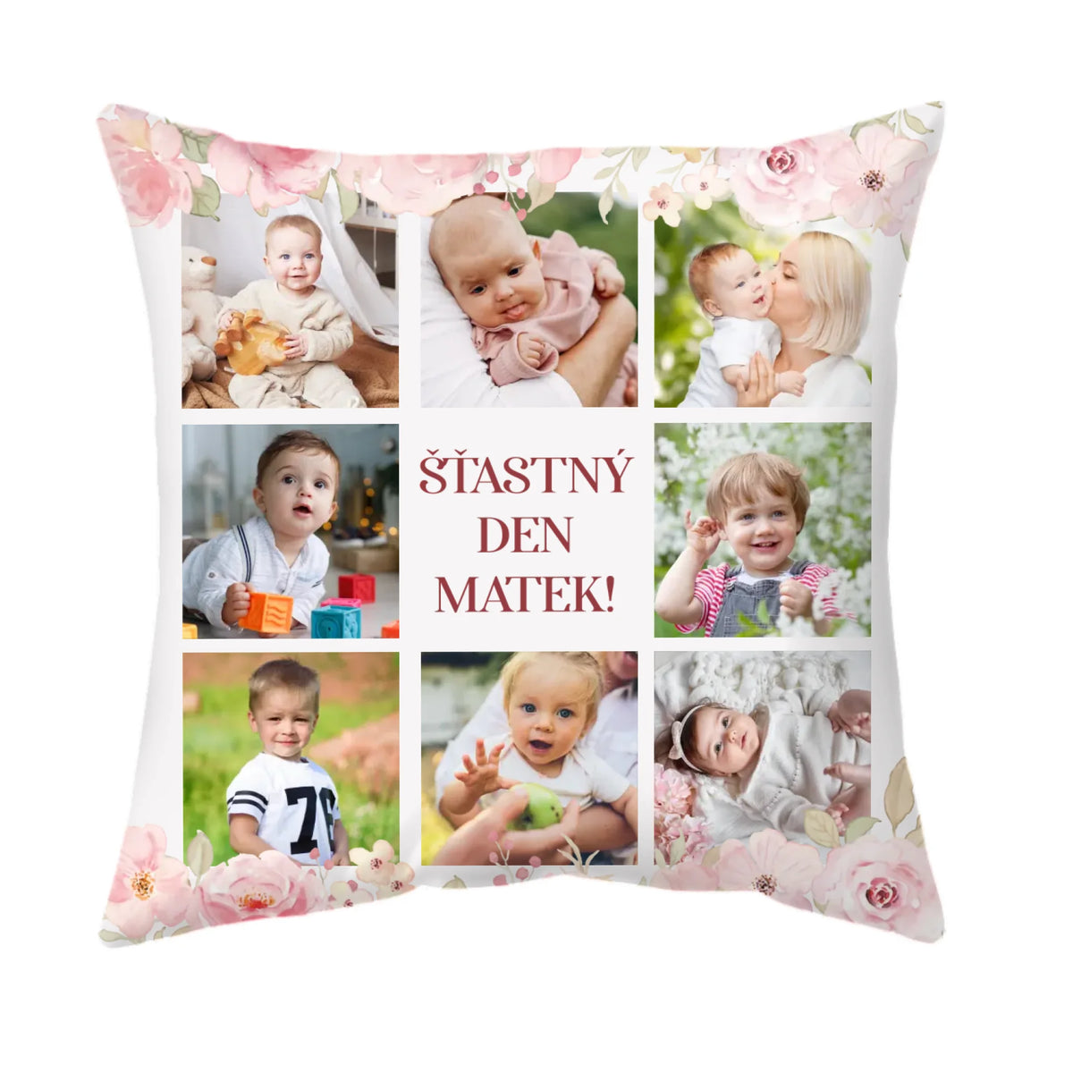 Jedinečný polštářek ke Dni matek s vlastní fotografií - Šťastný Den matek