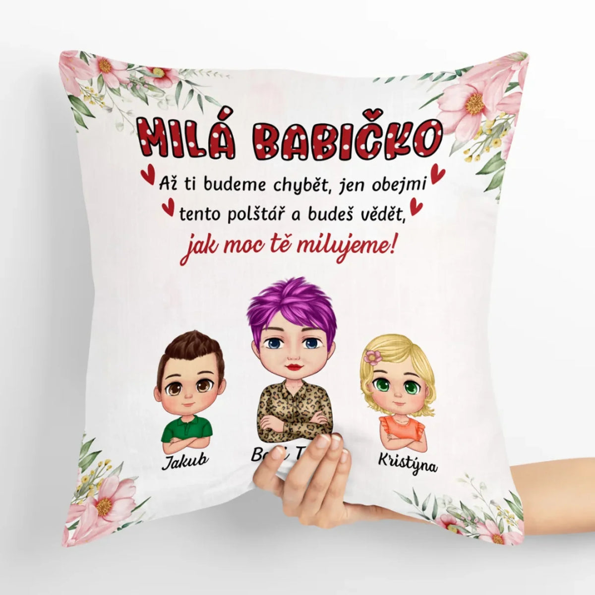 Jedinečný polštářek ke Dni matek pro babičky až se 4 vnoučaty5