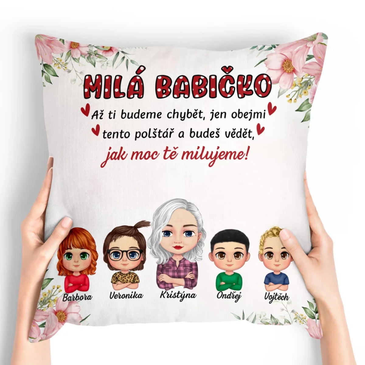 Jedinečný polštářek ke Dni matek pro babičky až se 4 vnoučaty3