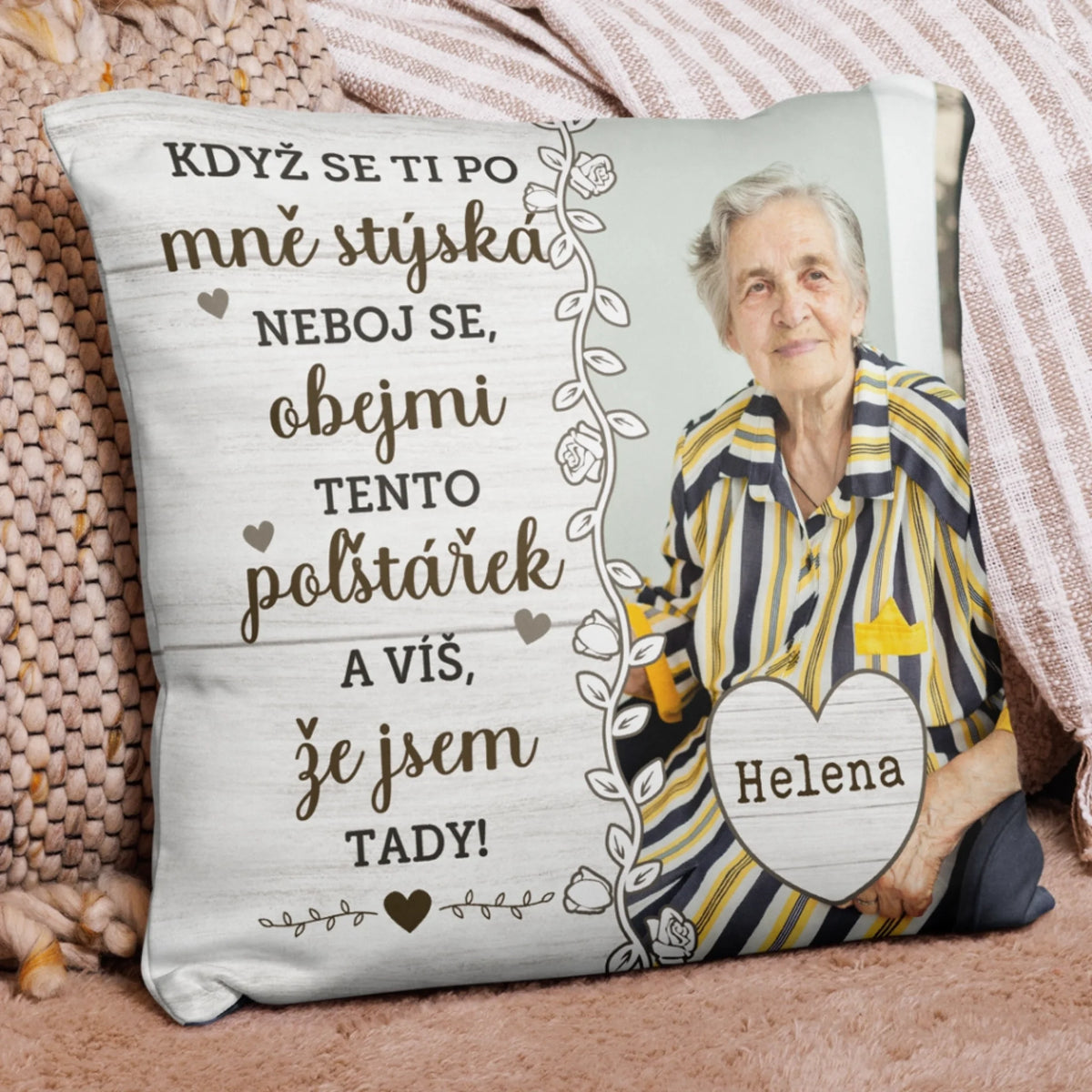 Unikátní polštář s vlastní fotkou – Když chybím3