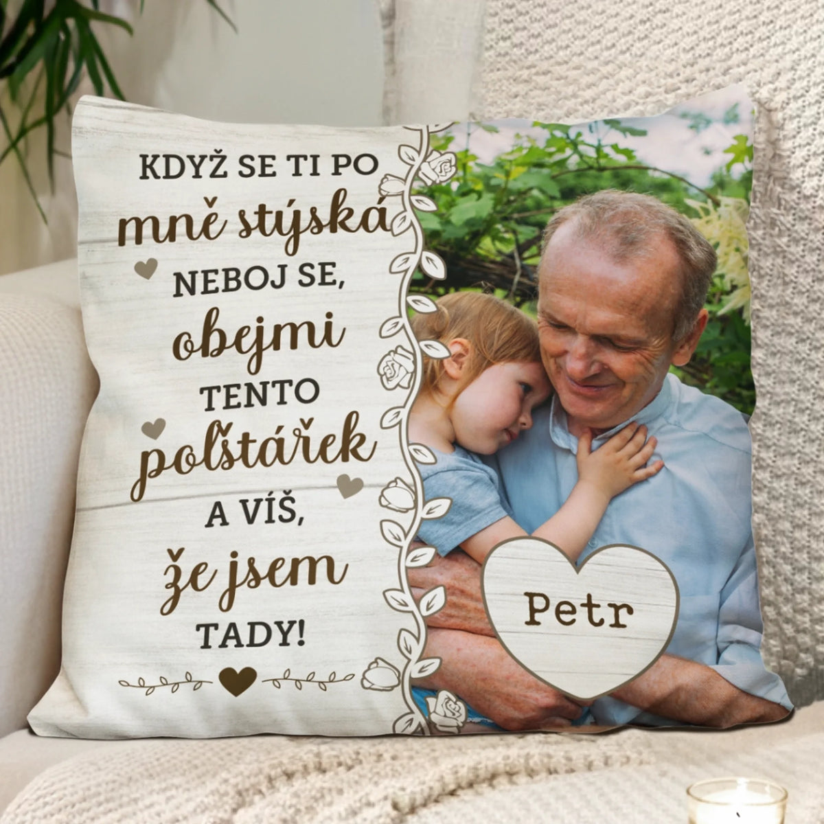Unikátní polštář s vlastní fotkou – Když chybím2