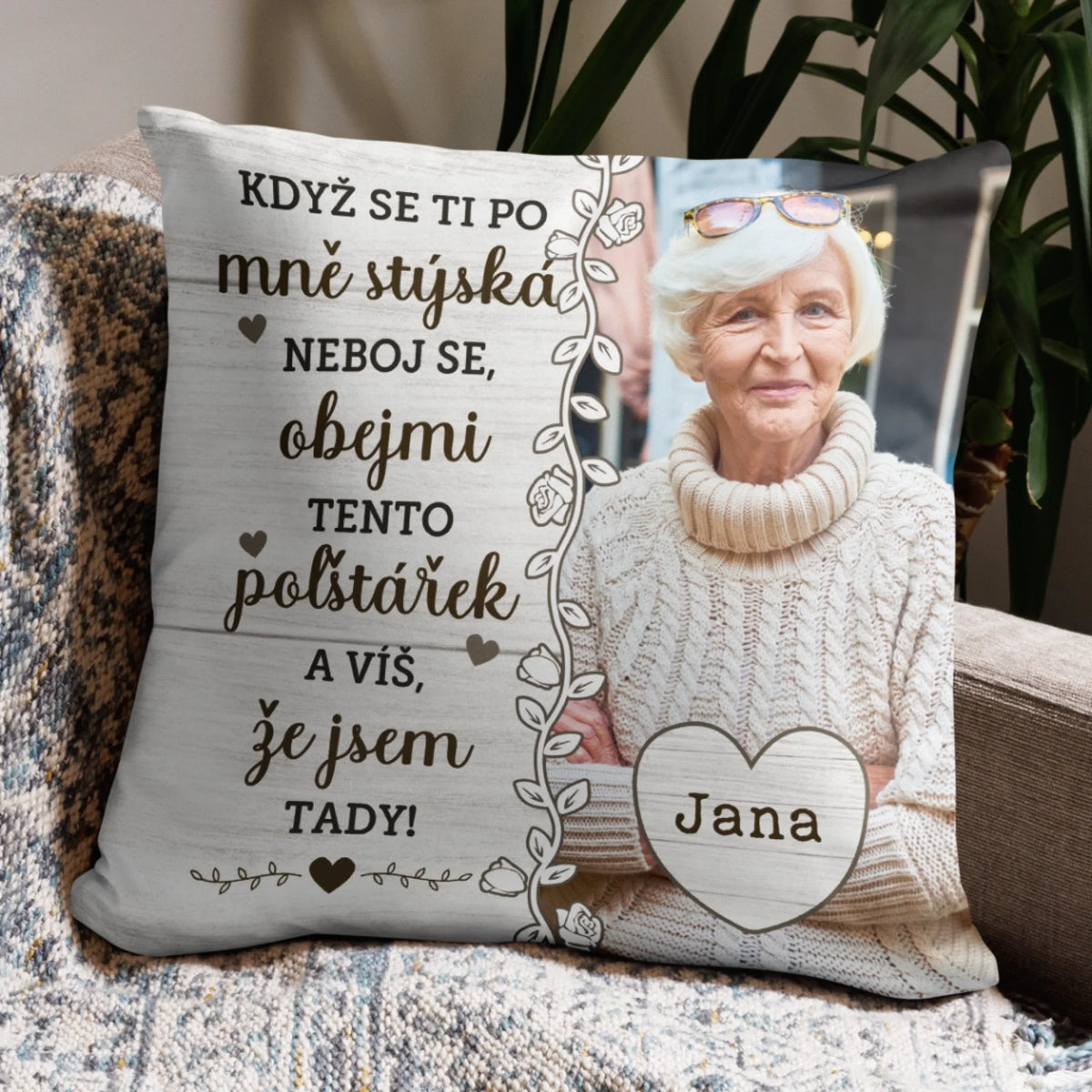 Unikátní polštář s vlastní fotkou – Když chybím