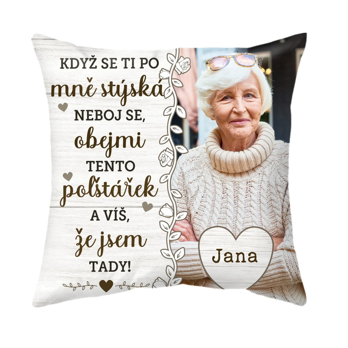 Unikátní polštář s vlastní fotkou – Když chybím