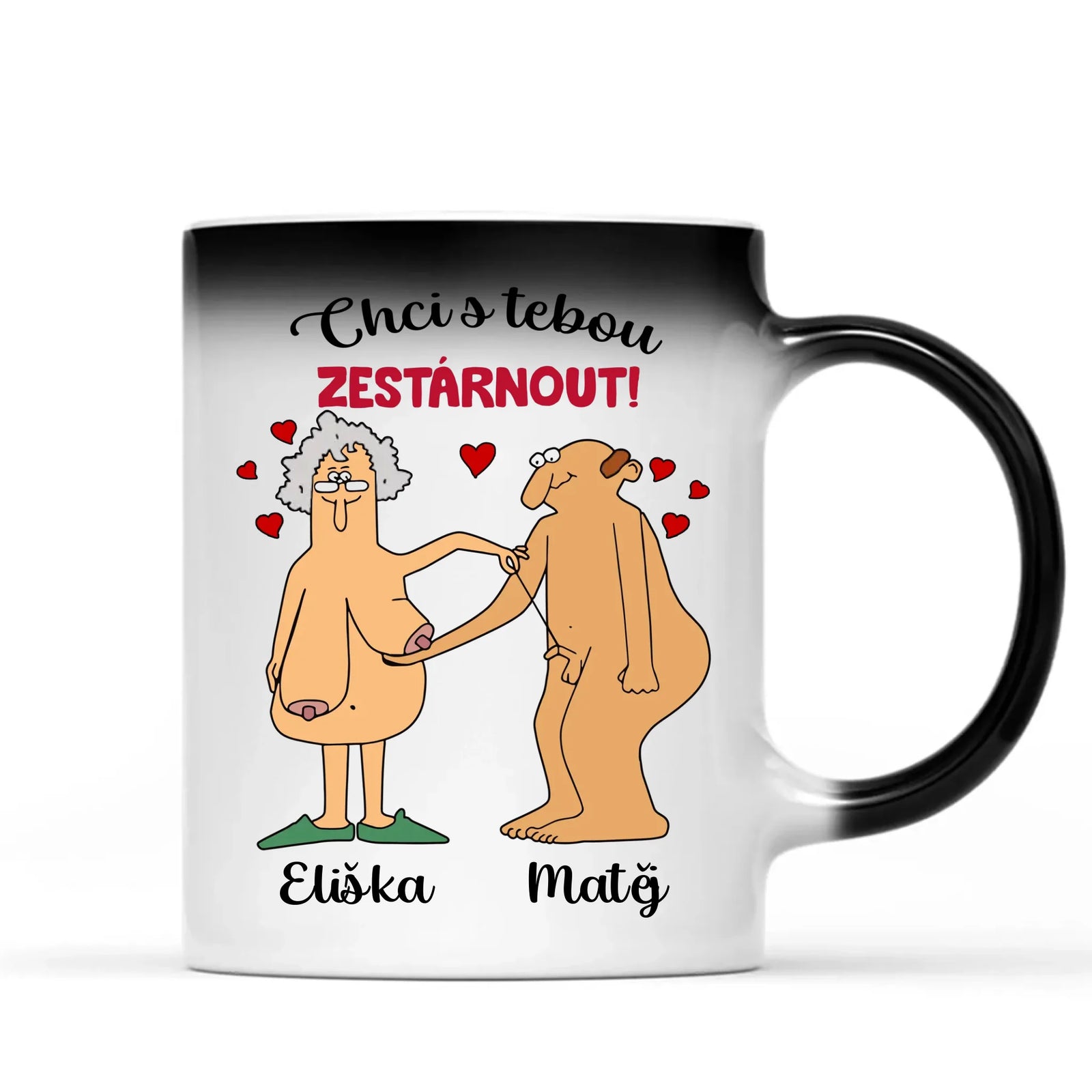 Jedinečný magický hrnek pro páry – Chci s tebou zestárnout