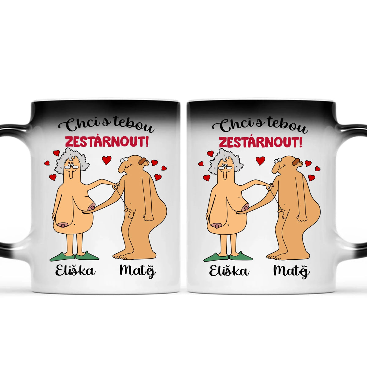 Jedinečný magický hrnek pro páry – Chci s tebou zestárnout