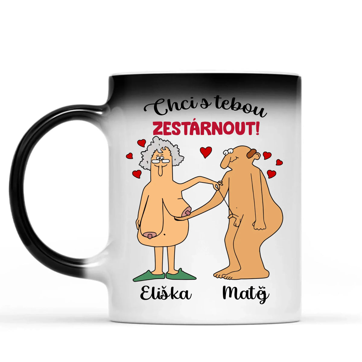 Jedinečný magický hrnek pro páry – Chci s tebou zestárnout