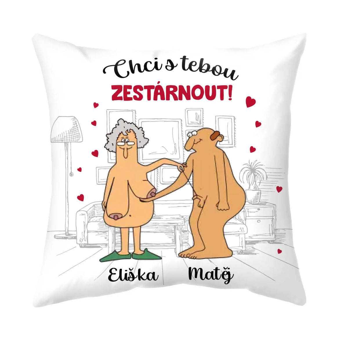 Personalizovaný polštář pro páry - Chci s tebou zestárnout