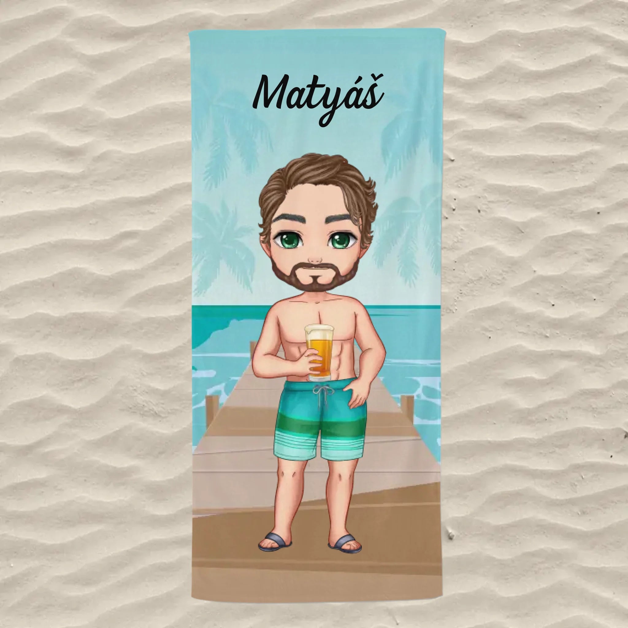 Plážové ručníky na zakázku s chibi chlapcem - na pláž