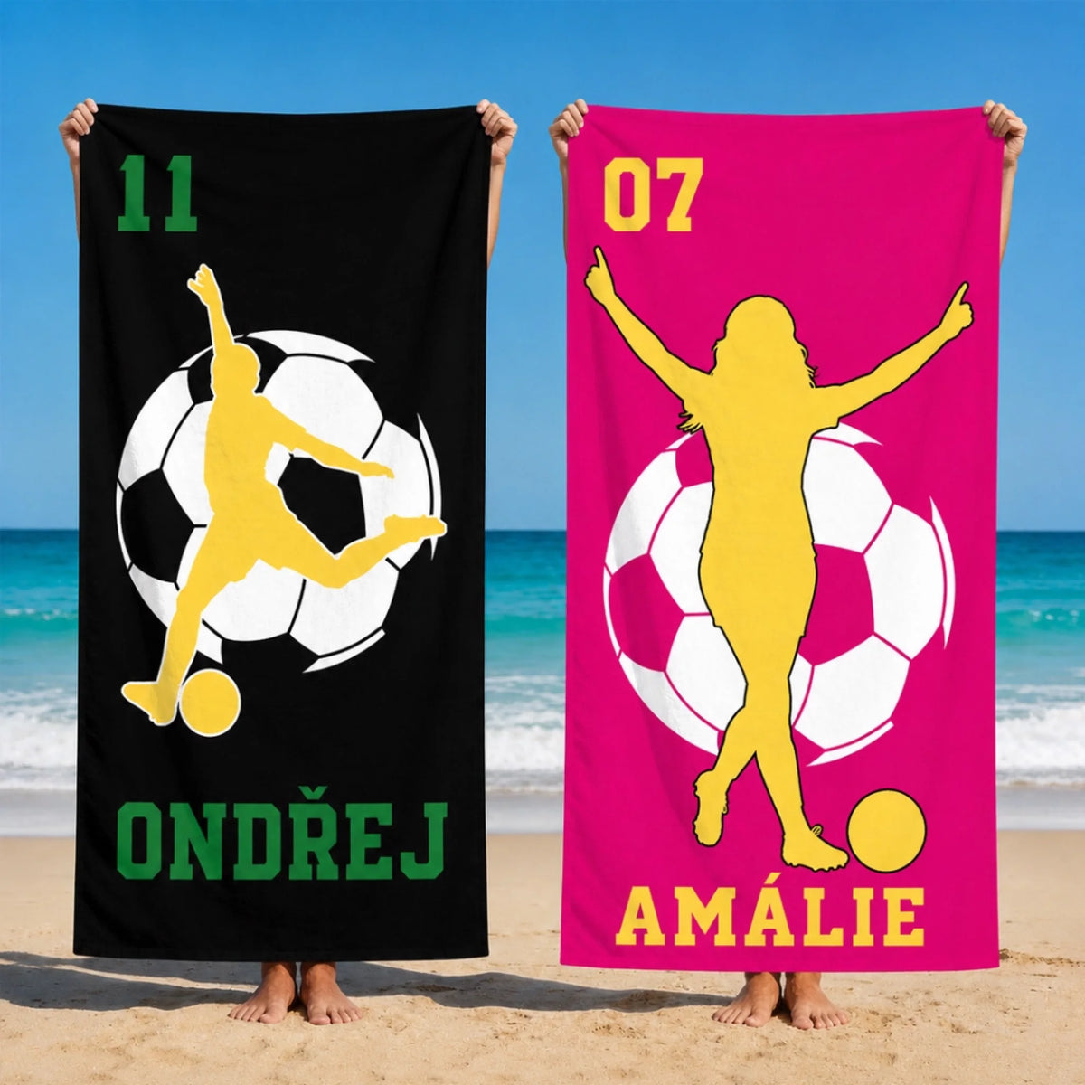Personalizovaná plážová osuška se jménem - fotbal