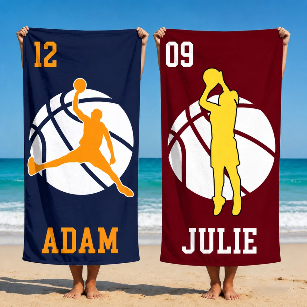 Personalizovaná plážová osuška se jménem - basketbal